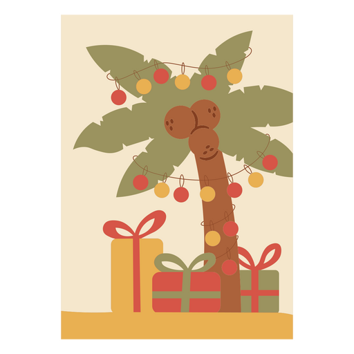 Diseño de palmera con regalos. Diseño PNG