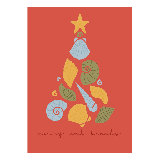 Design de árvore de natal alegre e praiano Desenho PNG