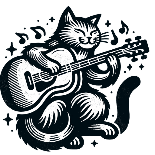 Lindo diseño de camiseta de guitarrista gato. Diseño PNG