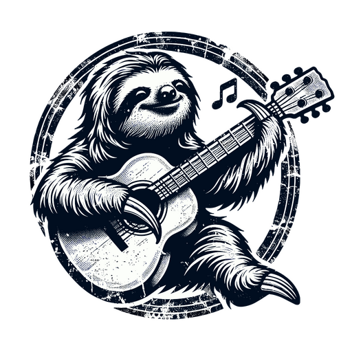 Verspieltes Faultier-Gitarrendesign PNG-Design