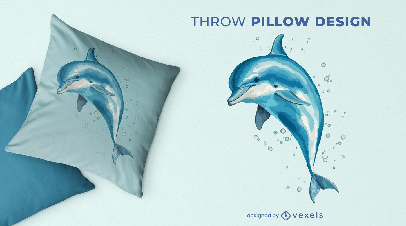 Leaping dolphin throw pillow design