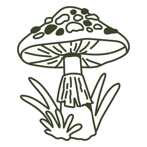Design de ilustração estilizada de cogumelo e grama Desenho PNG