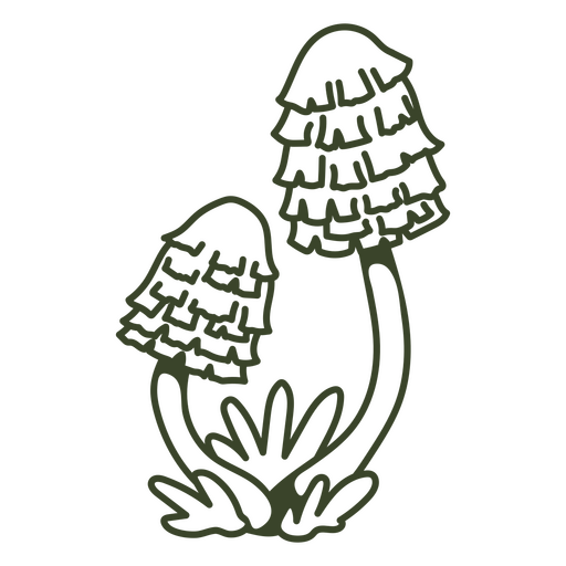  Two mushrooms with long stems PNG Design