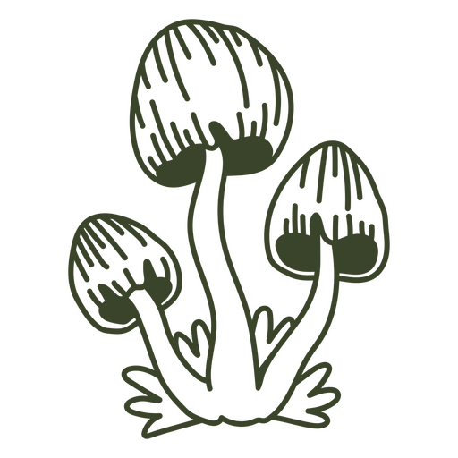 Three green mushrooms design PNG Design