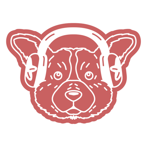 Cute pink and white puppy with headphones design PNG Design