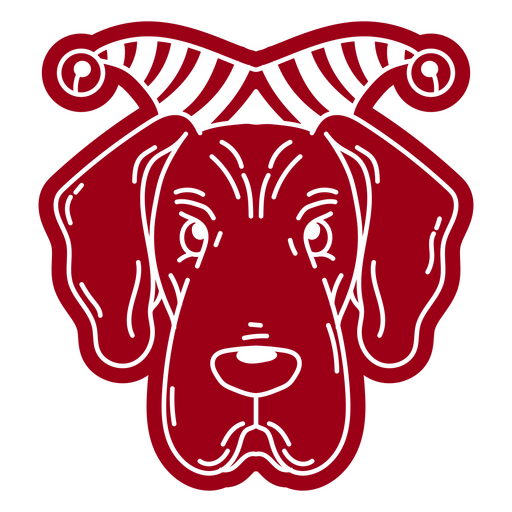 Red dog with a jester's hat PNG Design