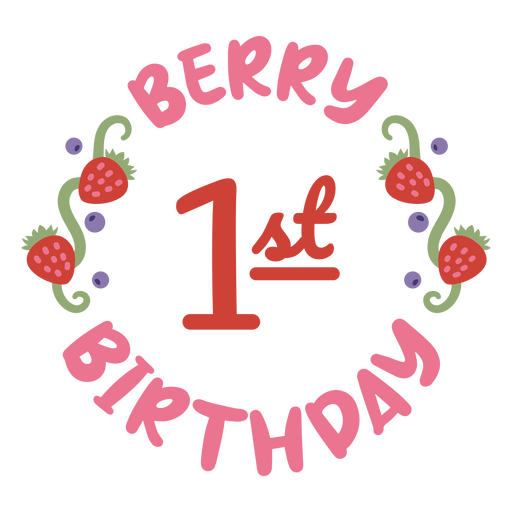 Encantador diseño de fresa para el primer cumpleaños. Diseño PNG