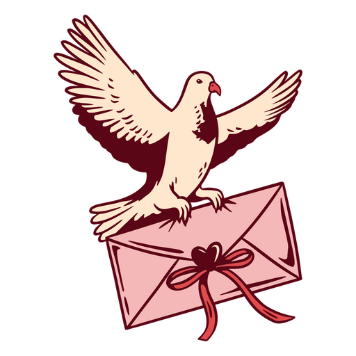 Pink envelope with bow and dove design PNG Design