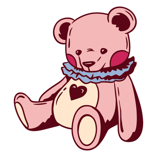 Pink teddy bear with a heart on its belly PNG Design