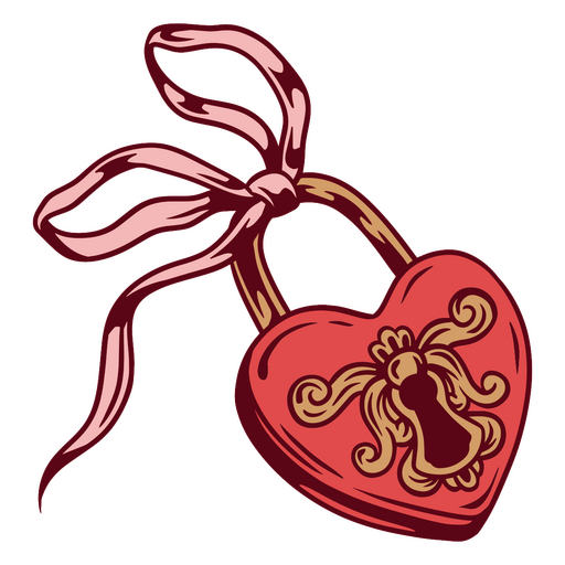 Romantic heart lock design PNG Design