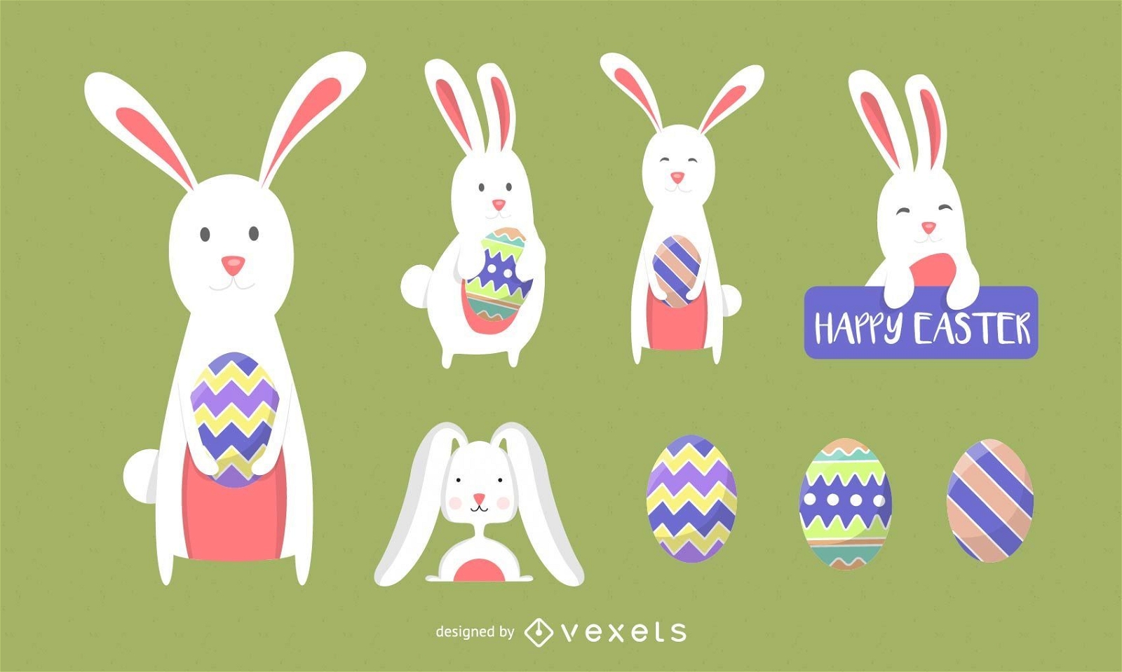 Easter Bunny Vector Icons 