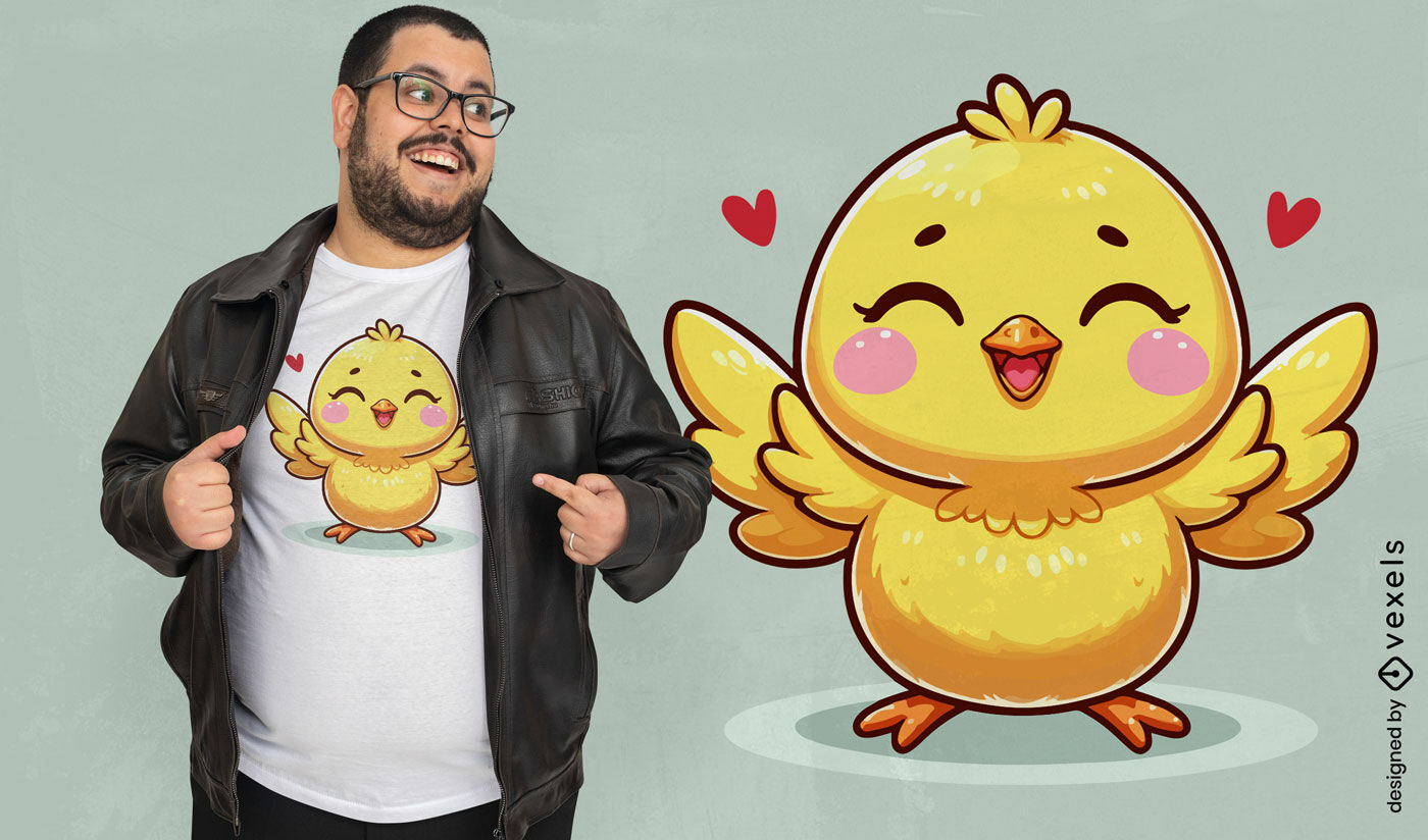 Diseño de camiseta de pollito feliz.