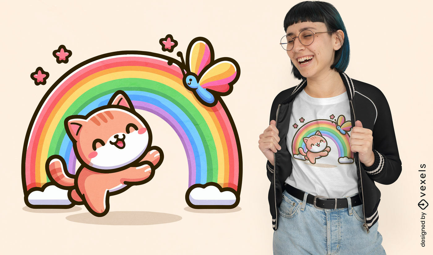 Cat rainbow t-shirt design