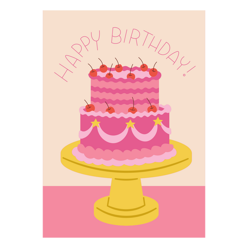 Diseño de tarjeta con pastel de feliz cumpleaños. Diseño PNG