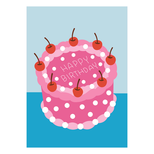 Ilustração de design de bolo de aniversário com cobertura de cereja colorida Desenho PNG