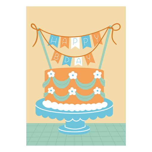 Design de bolo de feliz aniversário Desenho PNG