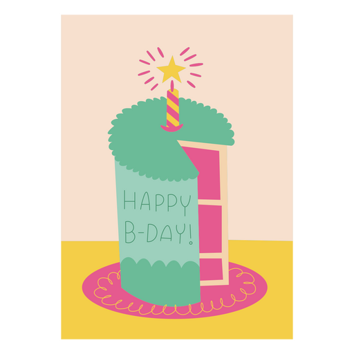 Design de camiseta com estampa colorida de bolo de aniversário e mensagens festivas Desenho PNG