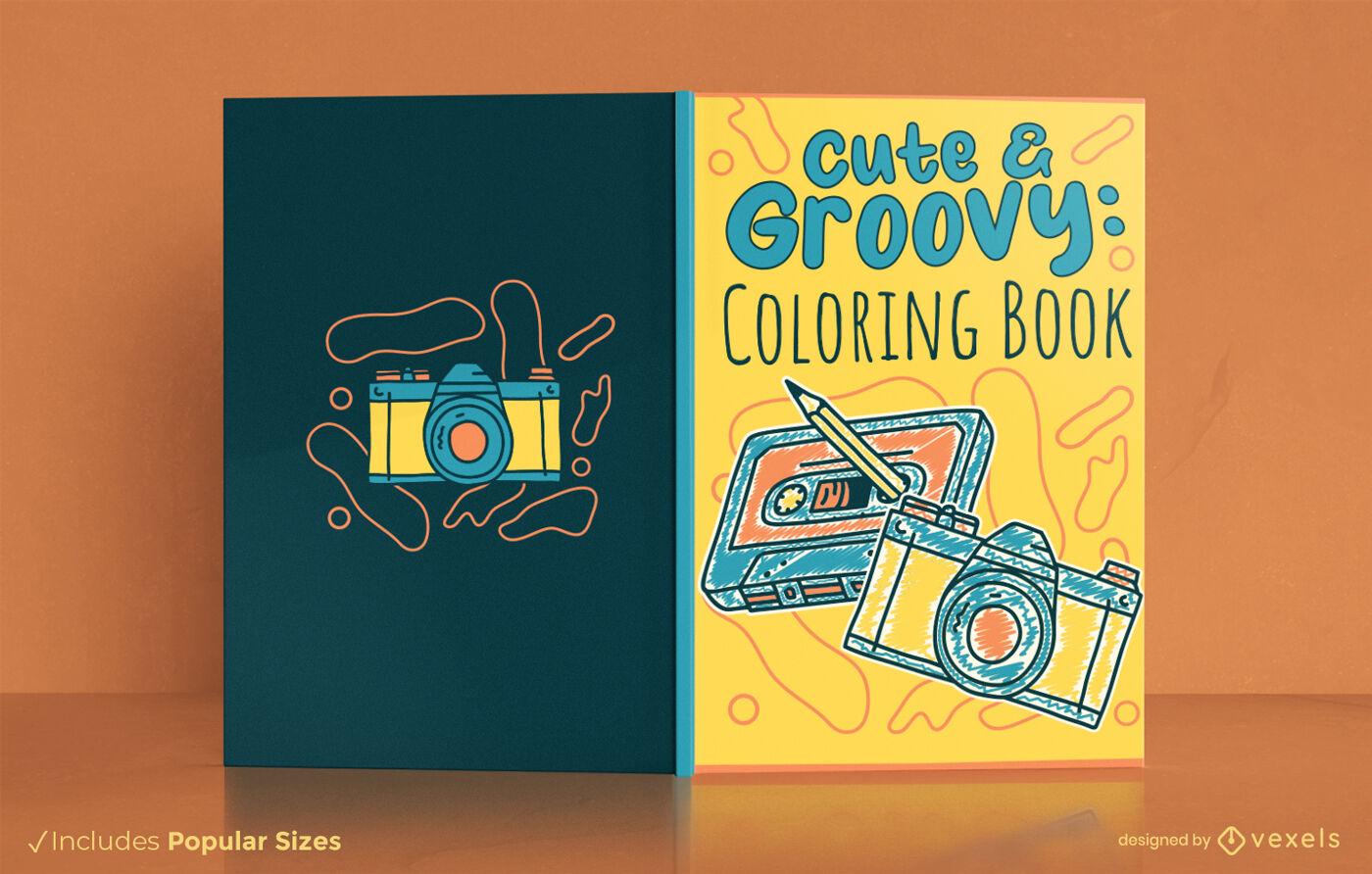 Cute and groovy coloring book cover design