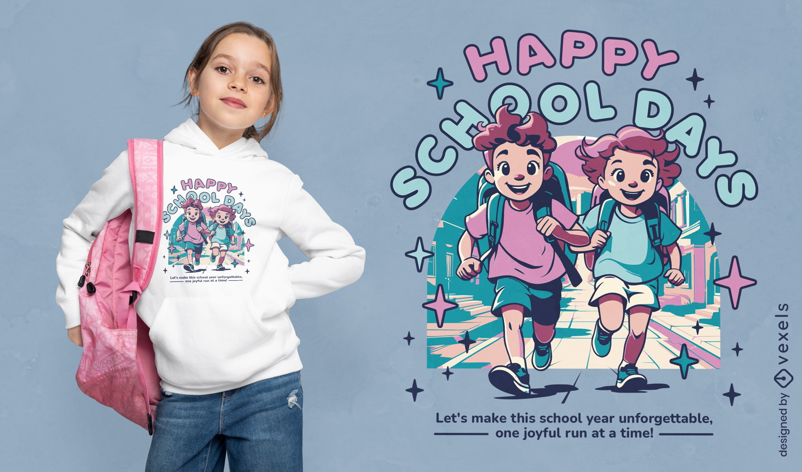 Diseño de camiseta de felices días escolares.