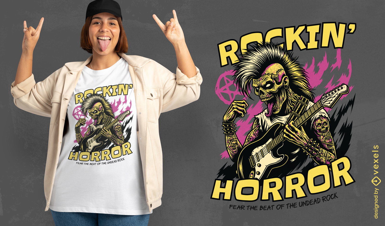 Diseño de camiseta de terror rockero.