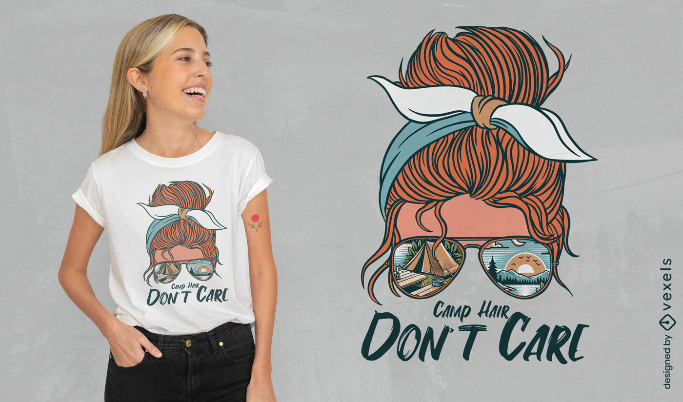 Diseño de camiseta de chica de camping