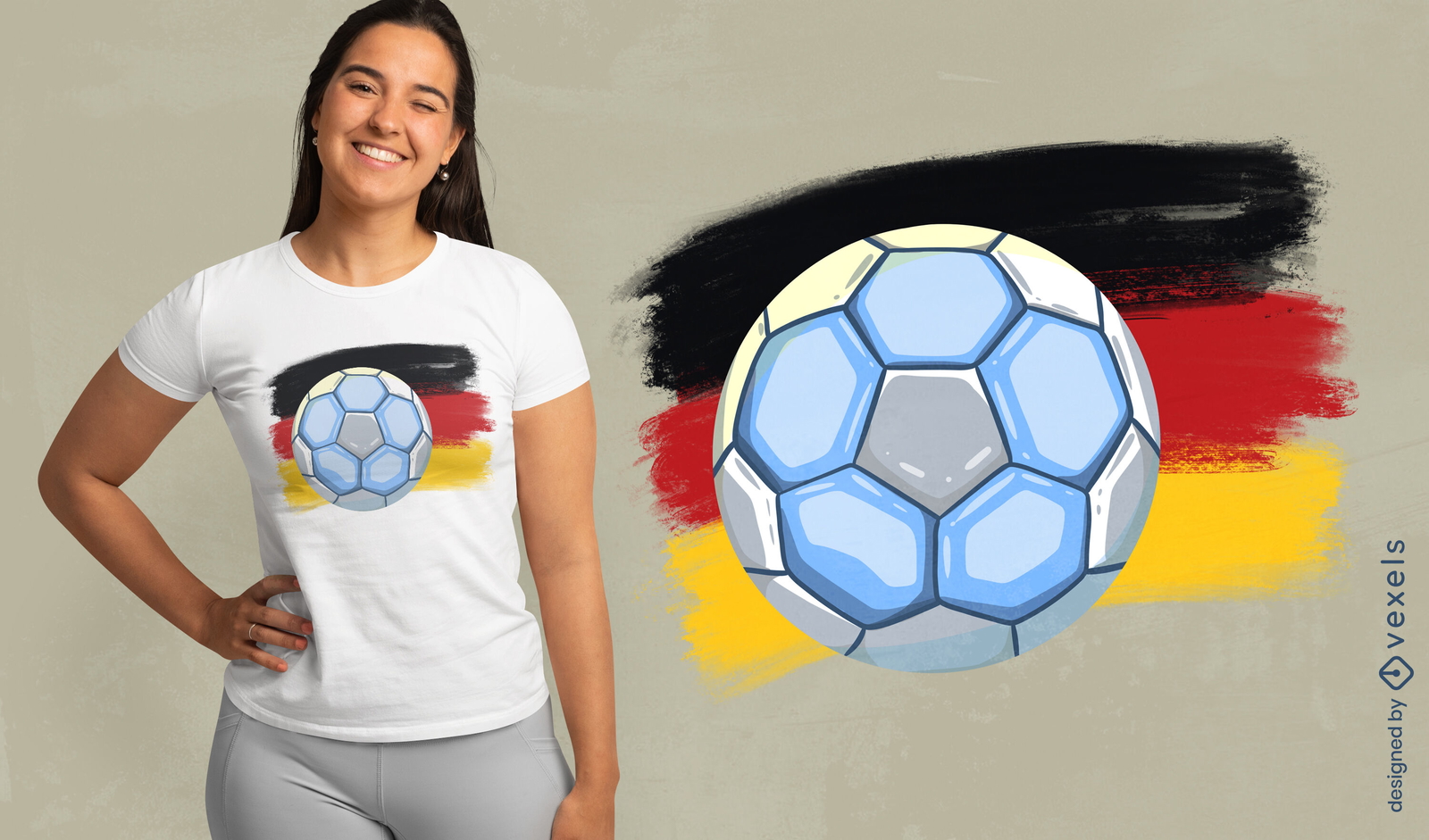 T-Shirt-Design mit deutschem Handball und Flagge