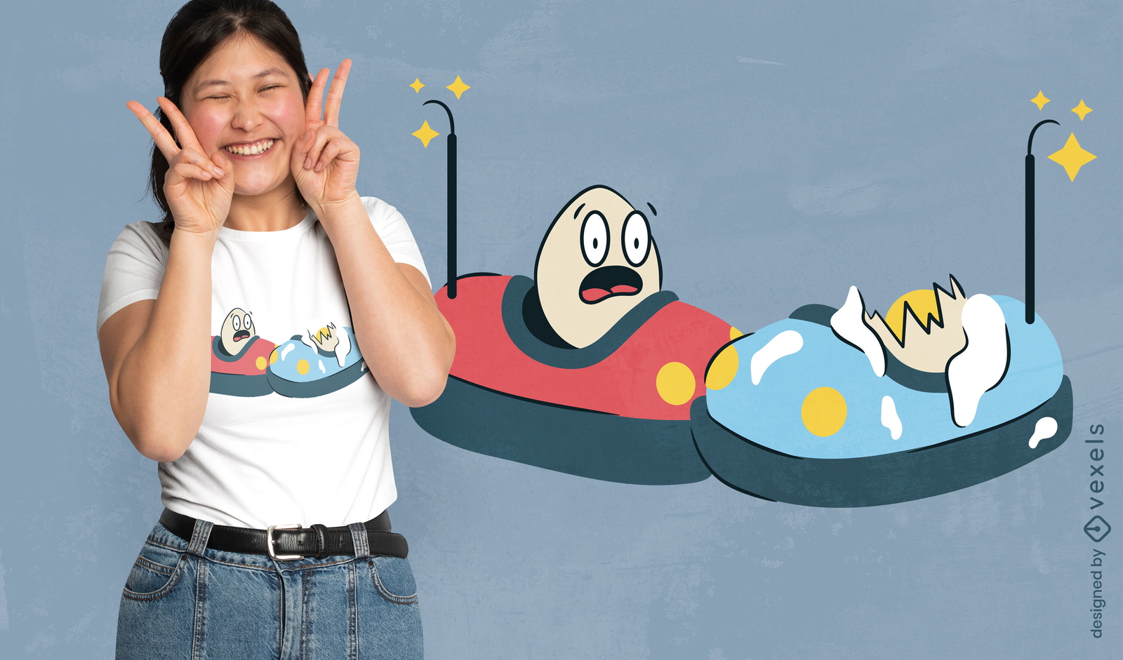 Amusing eggs car t-shirt design