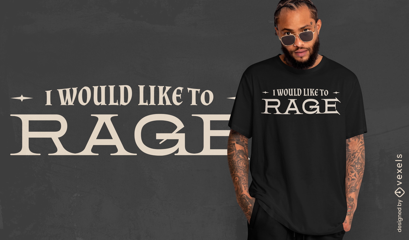 T-Shirt-Design mit Zitat im Rage-Schriftzug