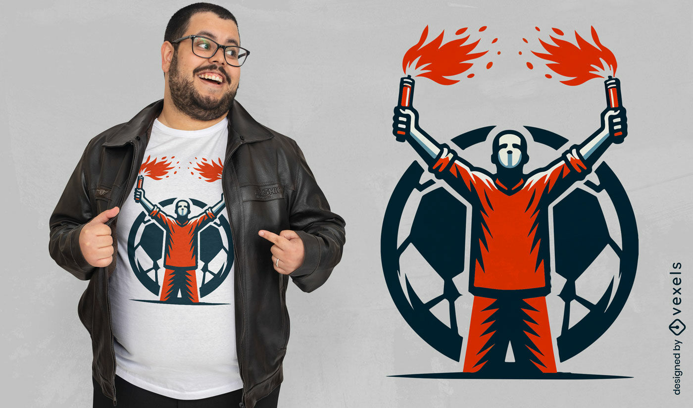 Design de camiseta fã de futebol com flares