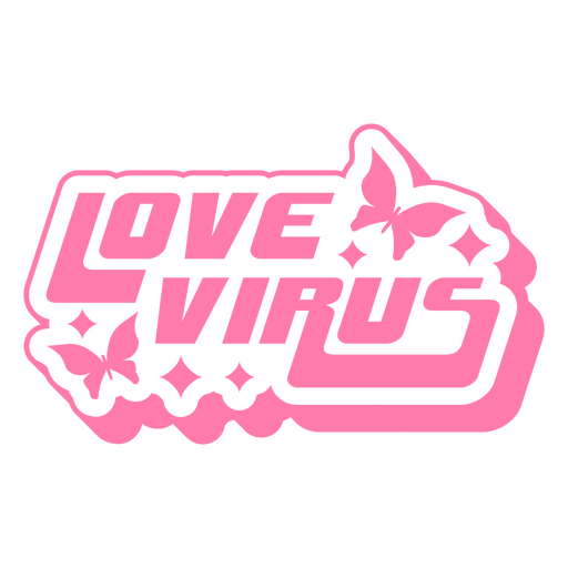 Verspieltes Liebesvirus-Aufkleberdesign mit Schmetterlingen PNG-Design