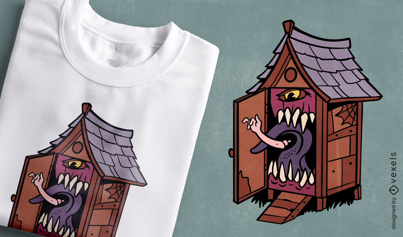 Design de camiseta casa monstro