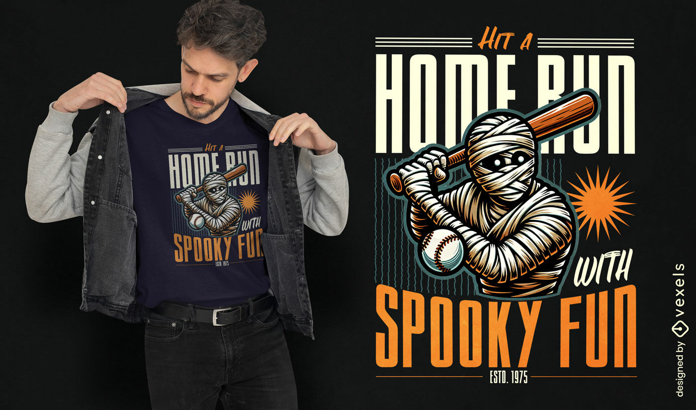 Spooky baseball mummy t-shirt design