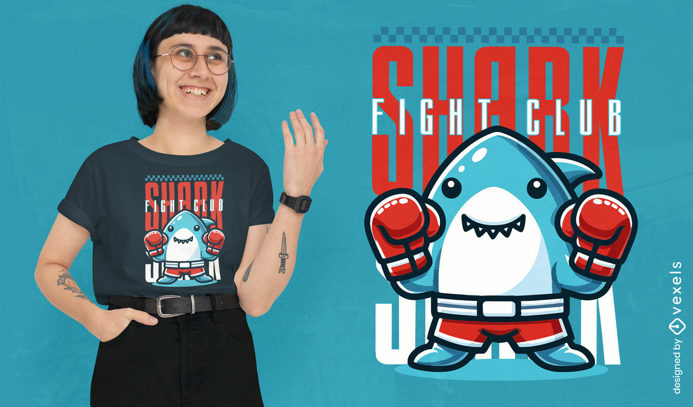 Diseño de camiseta del club de lucha de tiburones