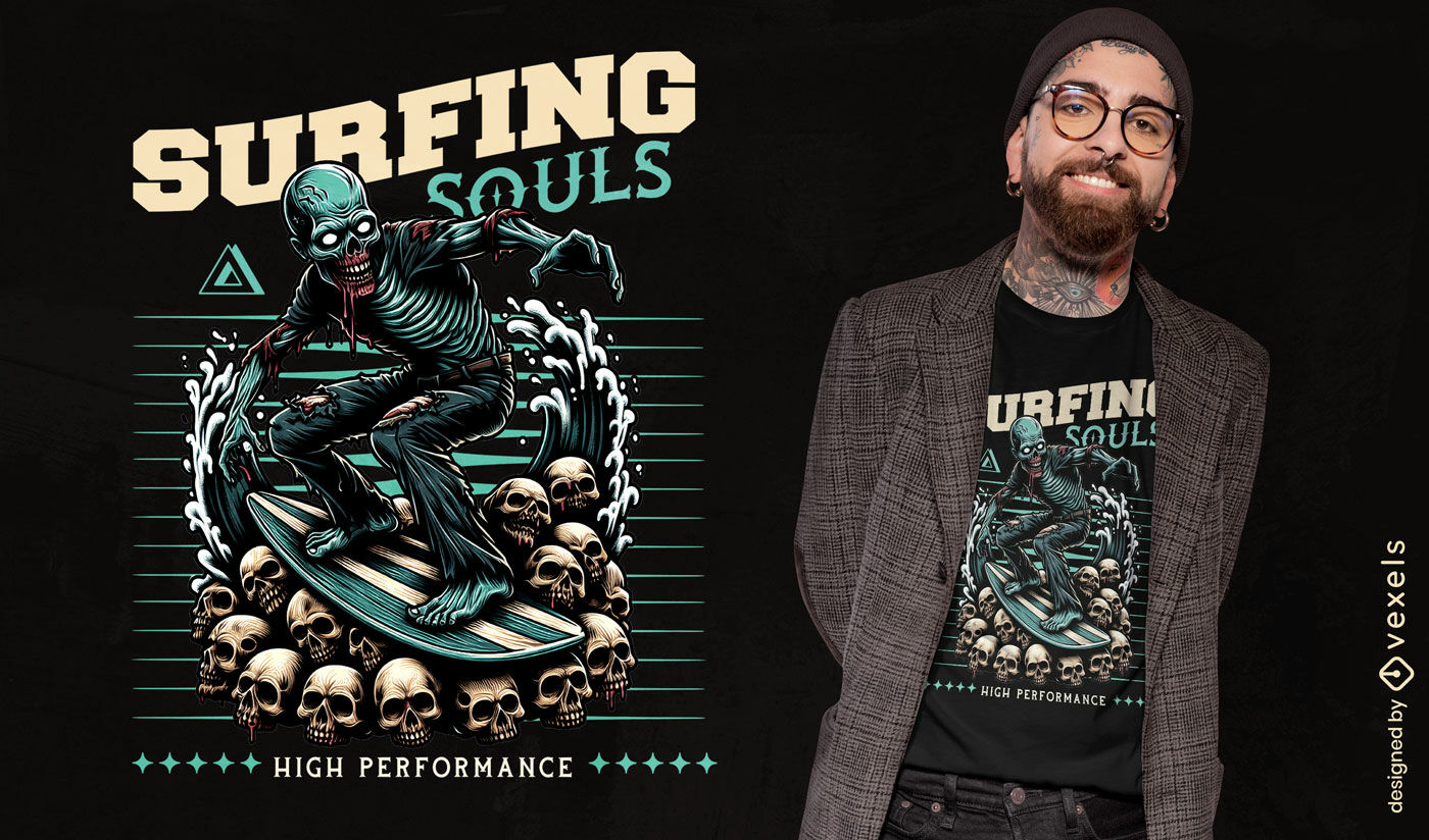 Design de camiseta surfing souls