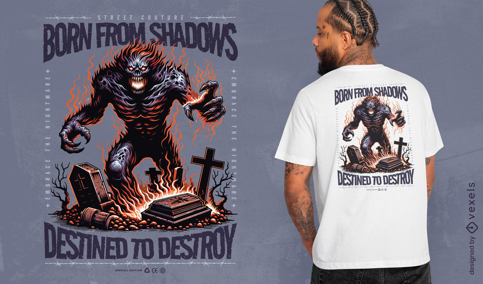 Born from shadows monster t-shirt design