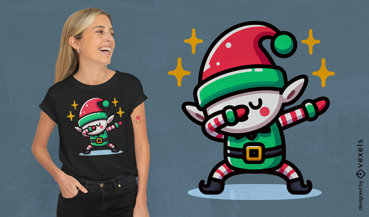 Diseño de camiseta de duende navideño con toques