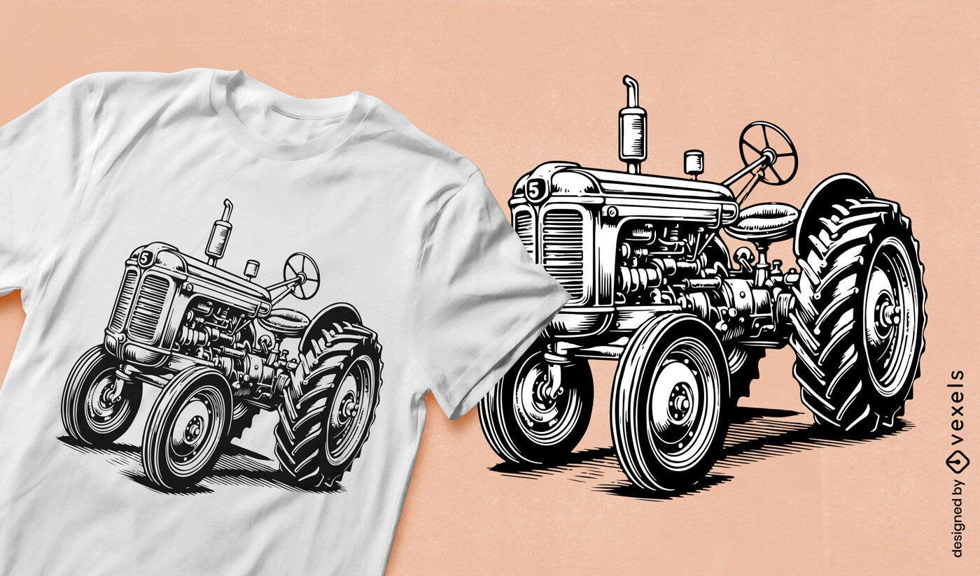 Diseño de camiseta de tractor agrícola vintage