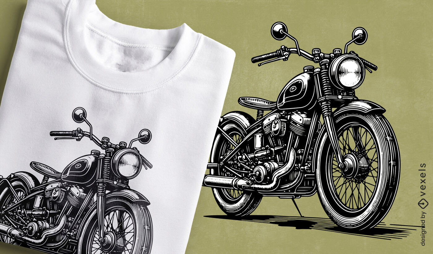 Design detalhado de camiseta clássica de motocicleta