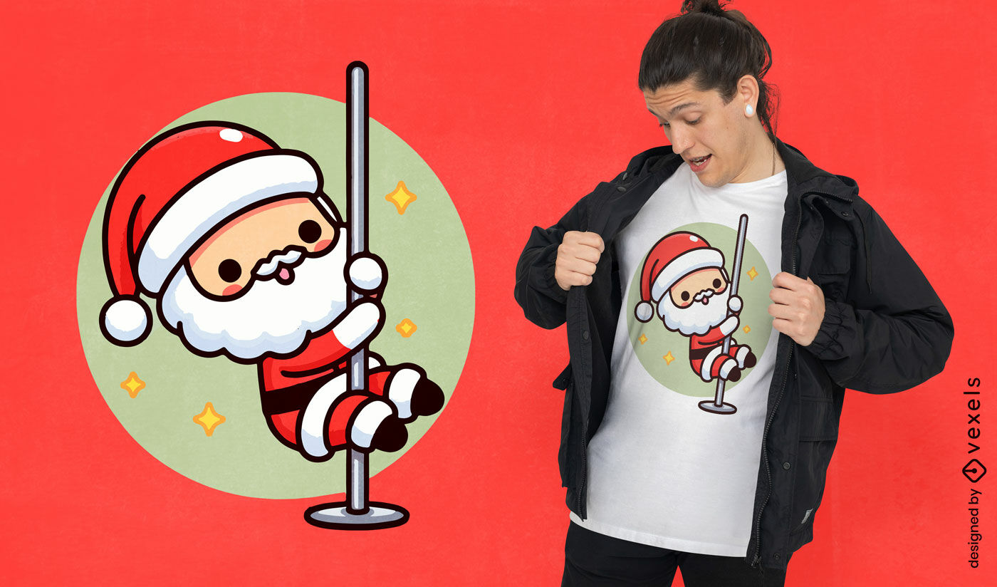 Design de camiseta dançando no poste do Papai Noel