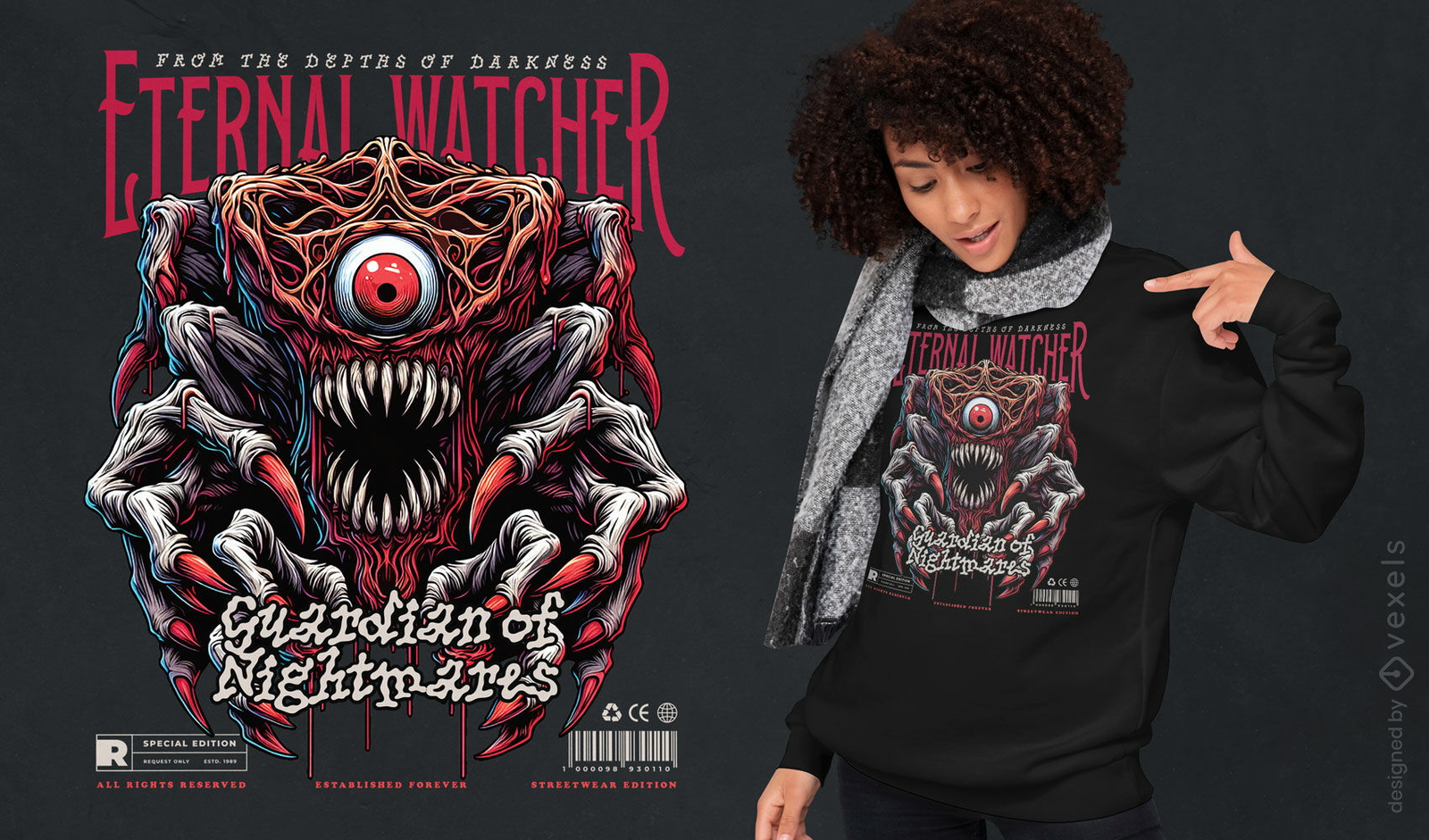 Guardian of nightmares monster t-shirt design