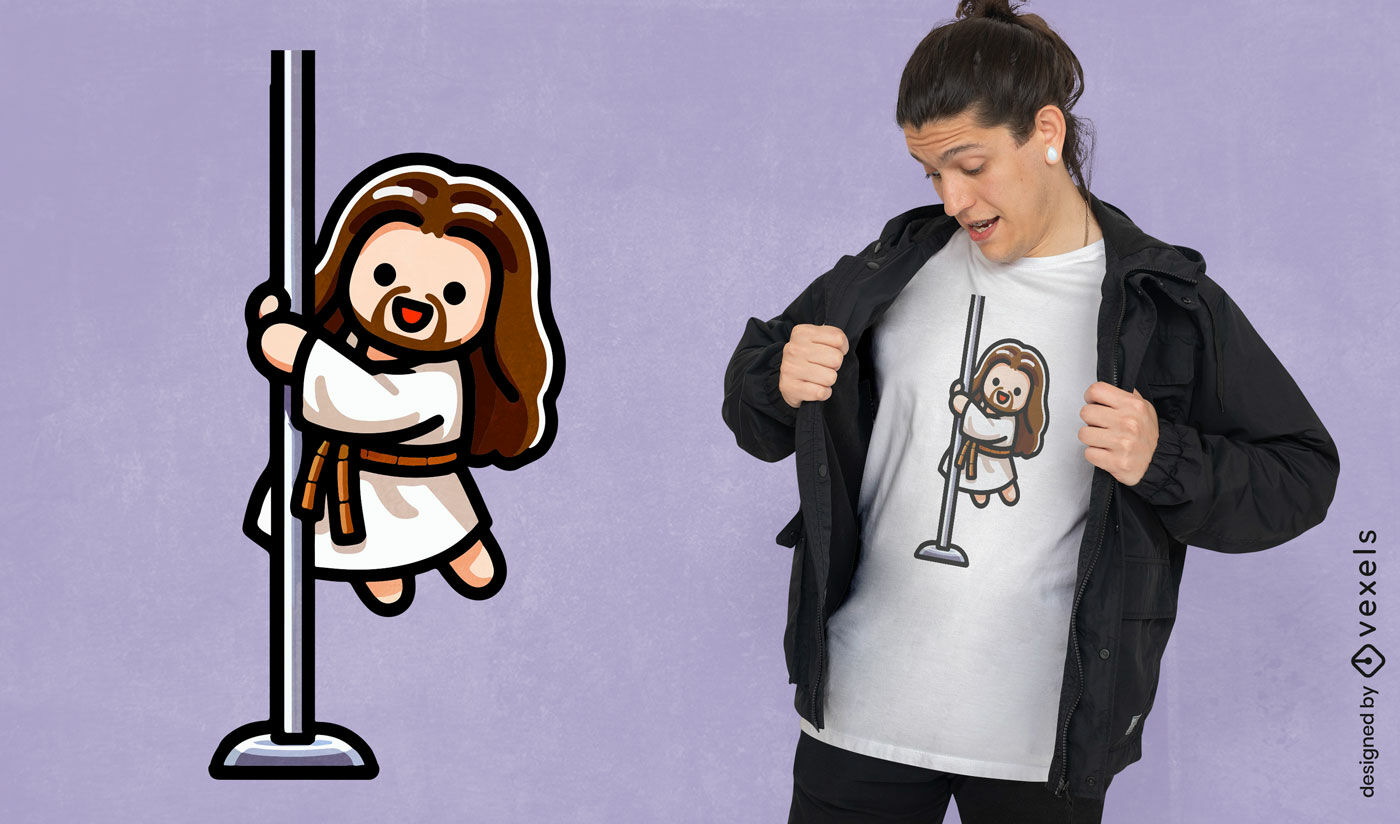 Cute Jesus pole dancing t-shirt design