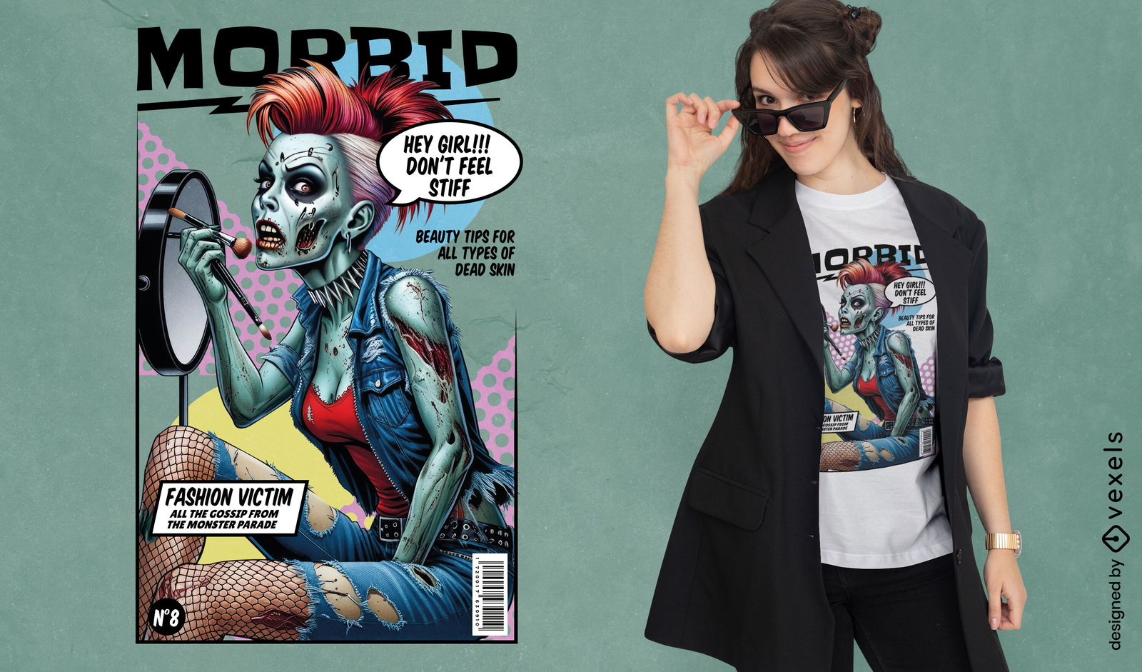 Morbid zombie pin-up t-shirt design