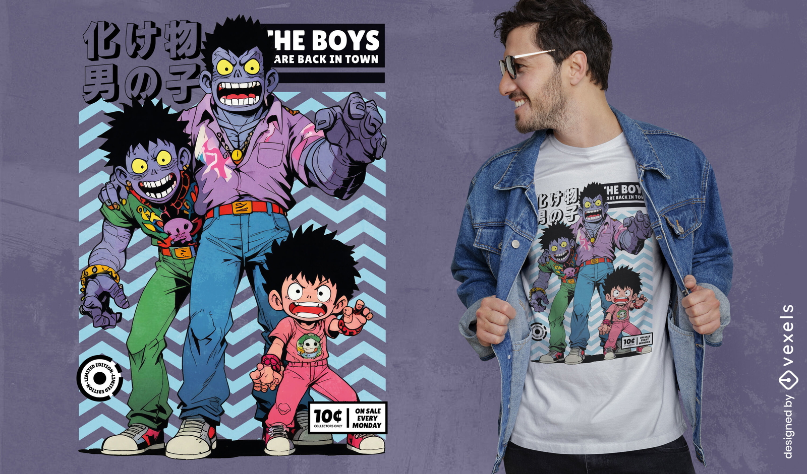 Design de camiseta estilo anime The Boys