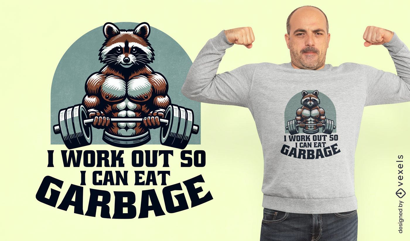 Design de camiseta com citação de treino de guaxinim Buff