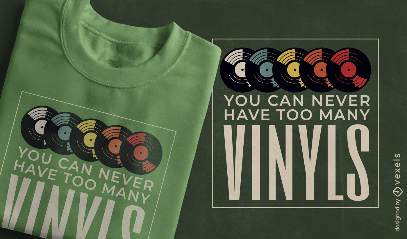 Design de camiseta com citação de discos de vinil