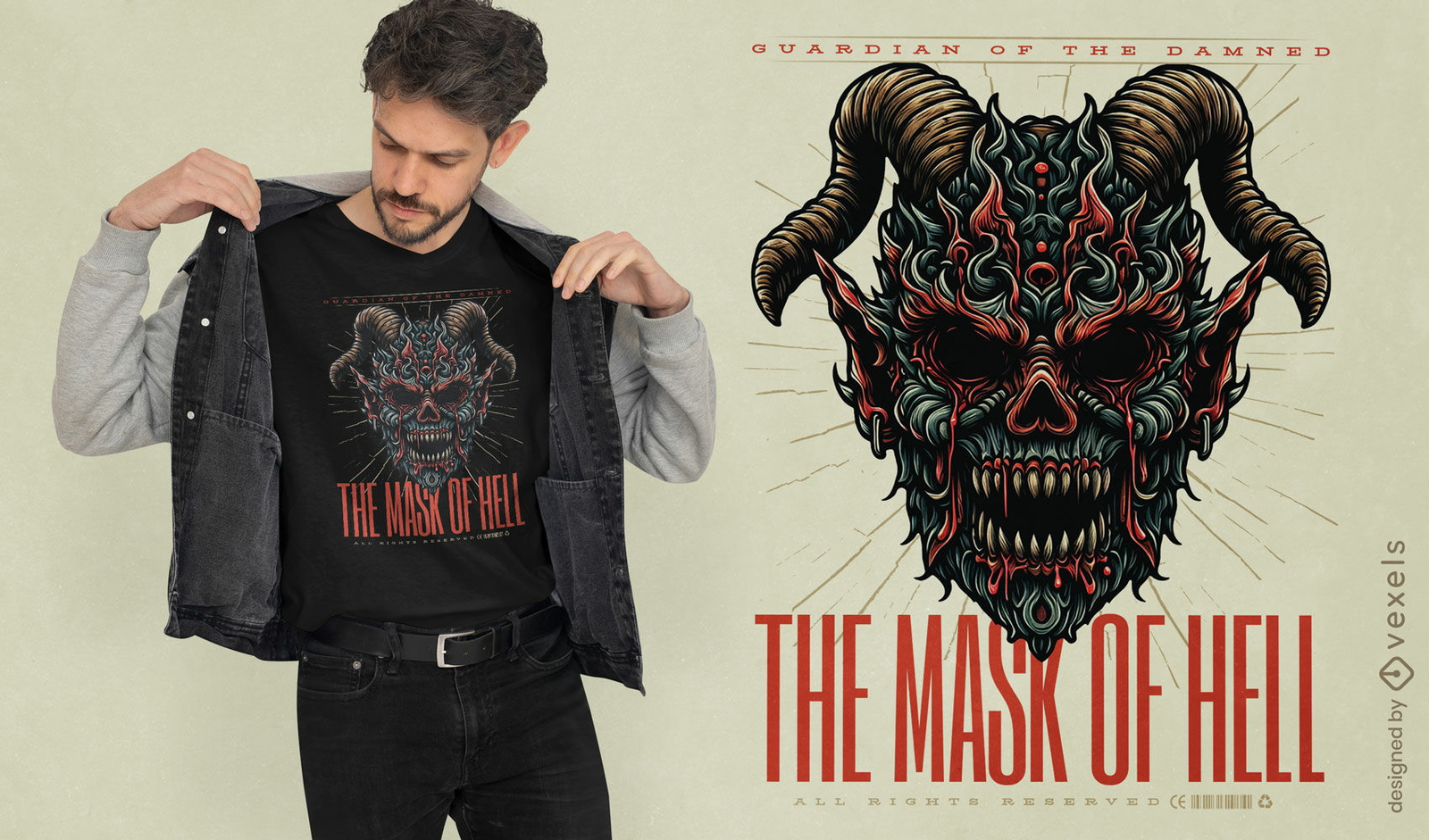 The mask of hell monster t-shirt design