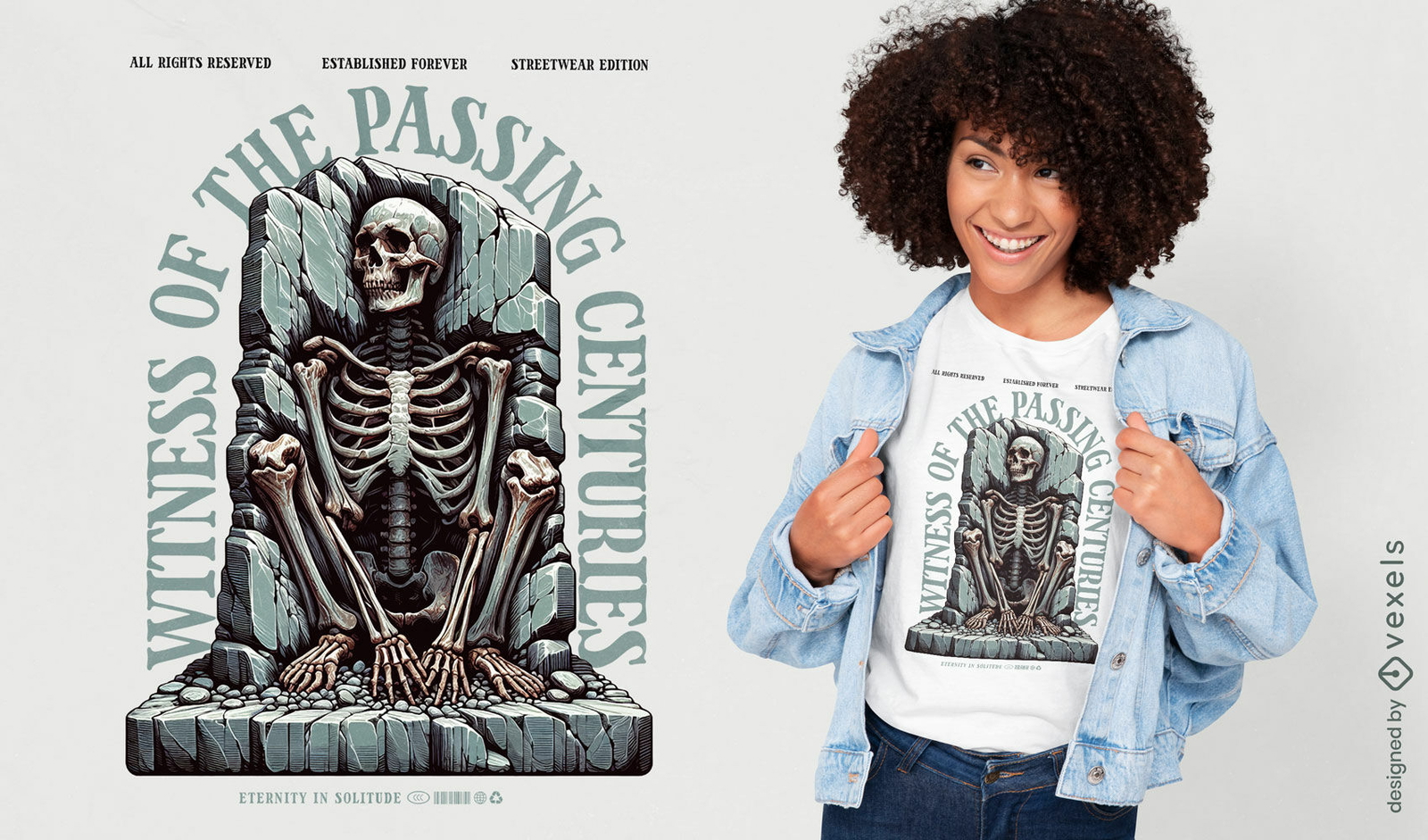 Passing centuries skeleton t-shirt design