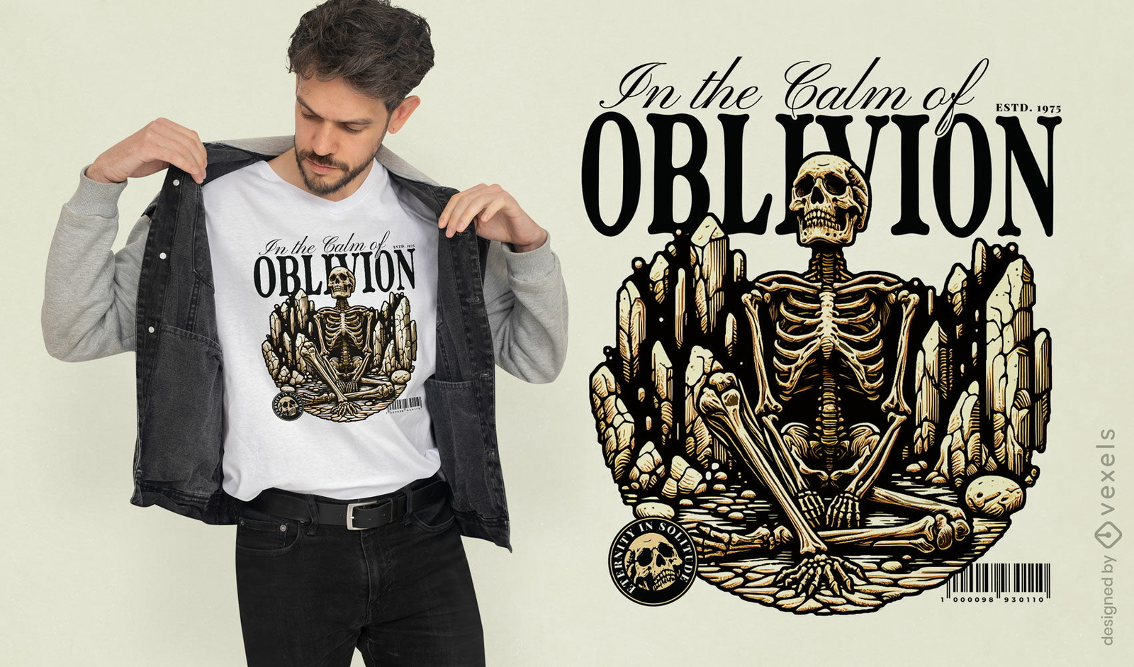 Diseño de camiseta con esqueleto de Oblivion