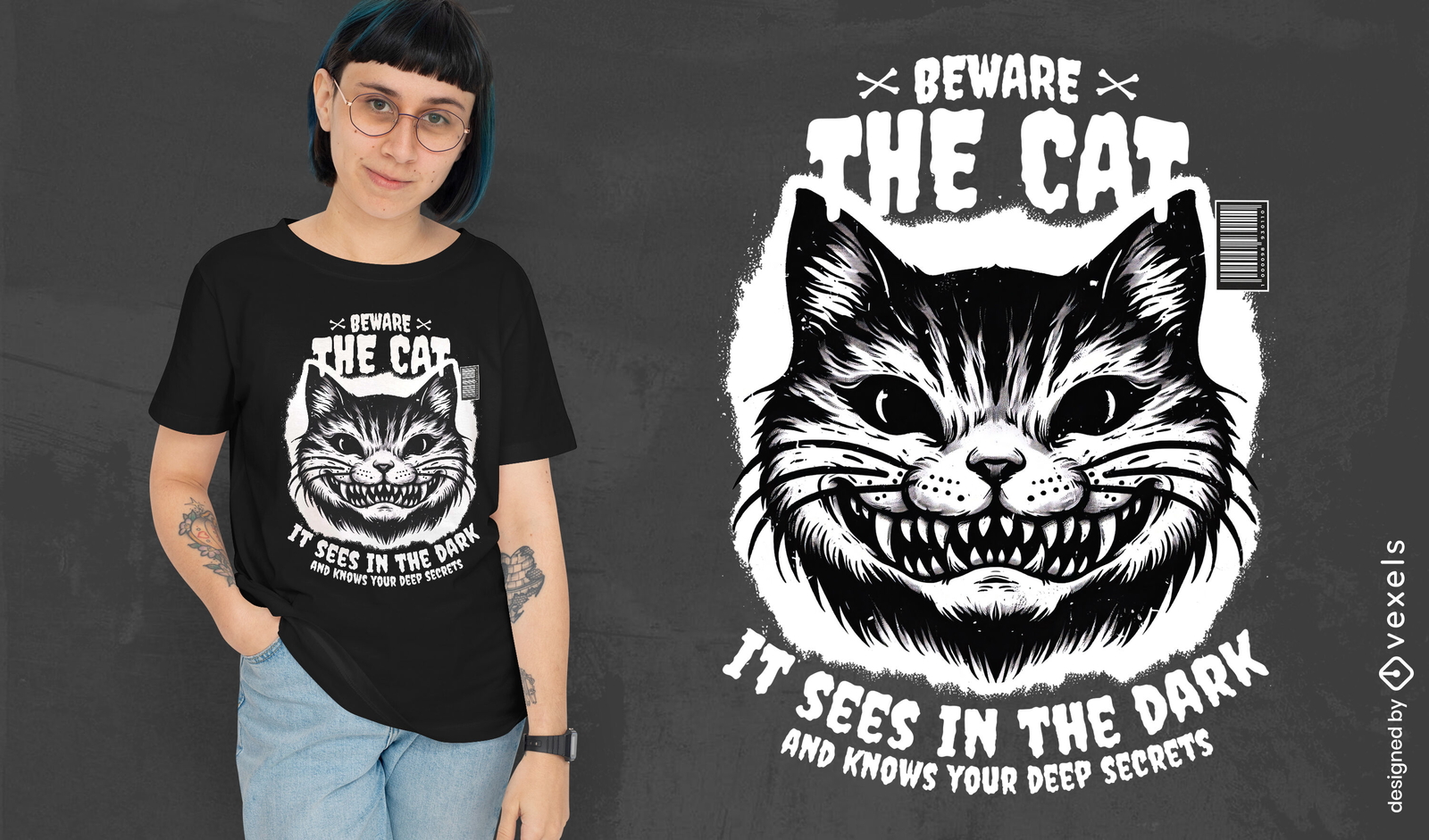 Cuidado com o design da camiseta do gato