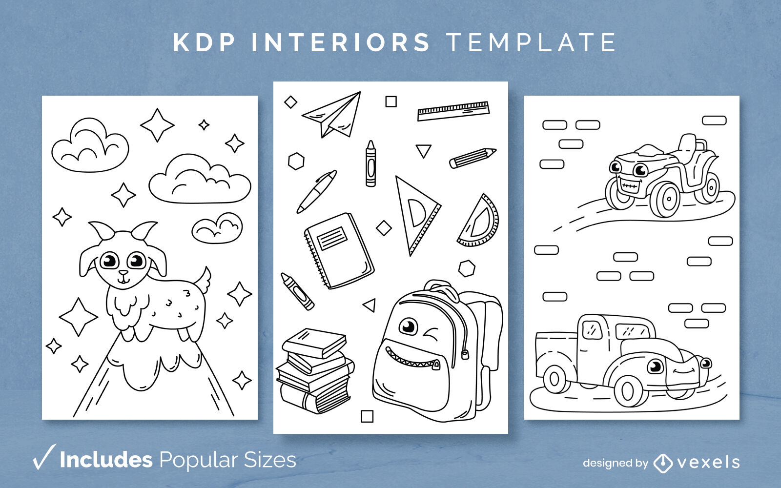 Children school-themed KDP interior template design